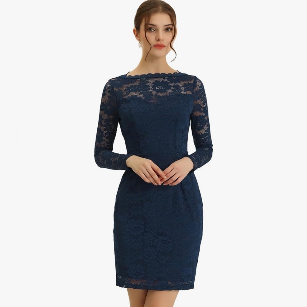 Lace Navy Dress - Large